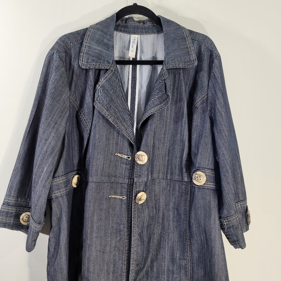 L.A. Blues Jean Denim Long Jacket Size 24 - Picture 2 of 8